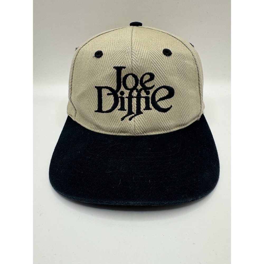 VTG 90s Joe Diffie Country Music Nissin Cap Strapback Hat Tan Black Herringbone
